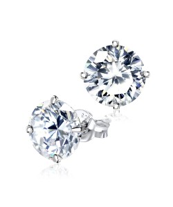 Round CZ Earring Silver ECS-01-8